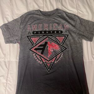 American Fighter Gray and Red Short Sleeve Tee